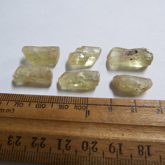 6pcs 68ct double terminated yellow apatite rough gemstone crystal lot mexico - Picture 5 of 7